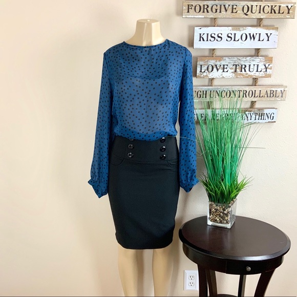 ANN TAYLOR | Sheer Blue Polka Dot Blouse - Picture 2 of 5